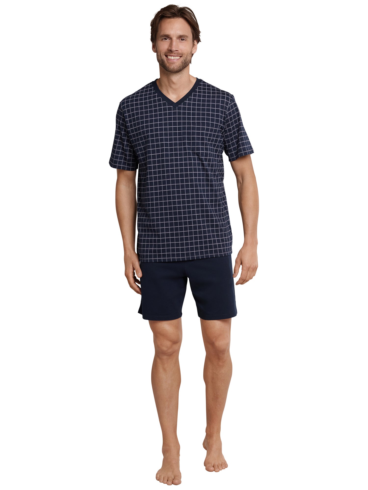 SCHIESSER Herren Pyjama Dark Blue Kurz