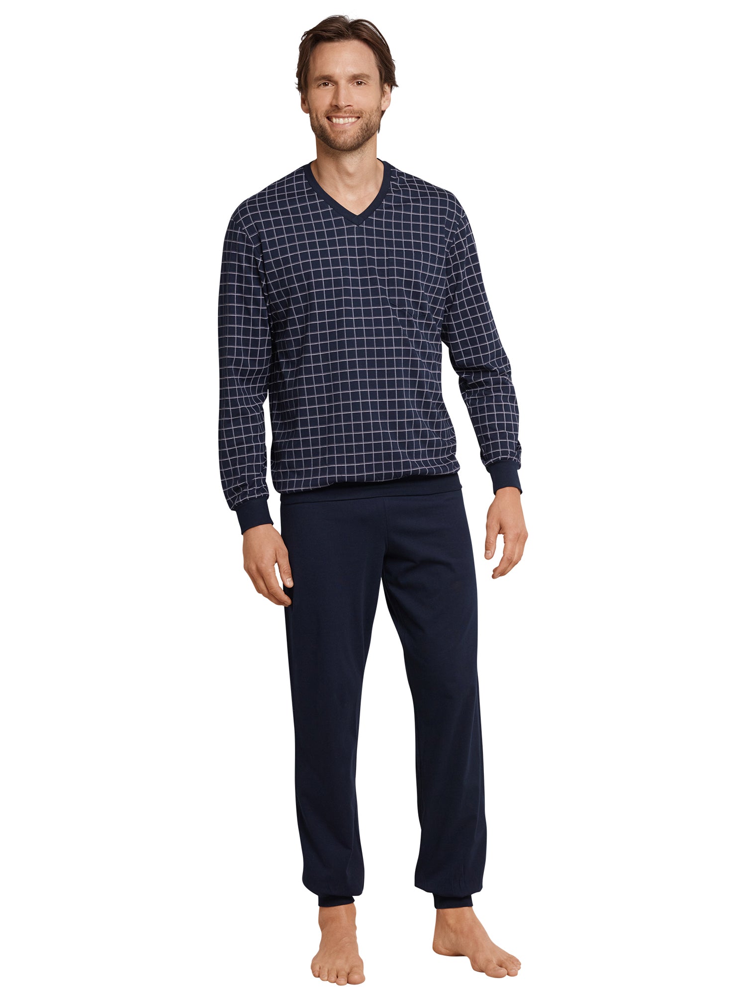 SCHIESSER Herren Pyjama Dark Sapphire Lang