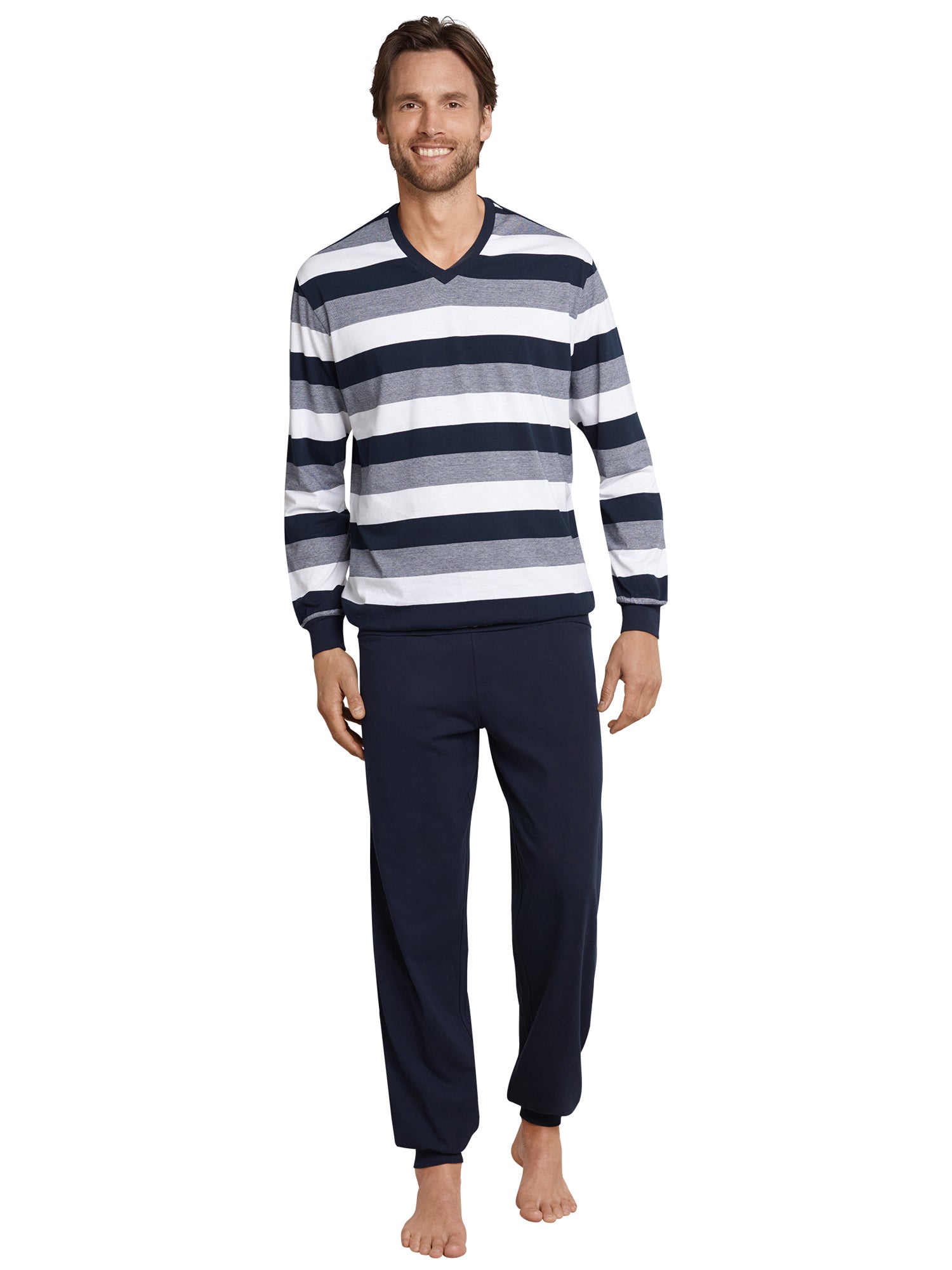 SCHIESSER Herren Pyjama Dark Sapphire Lang