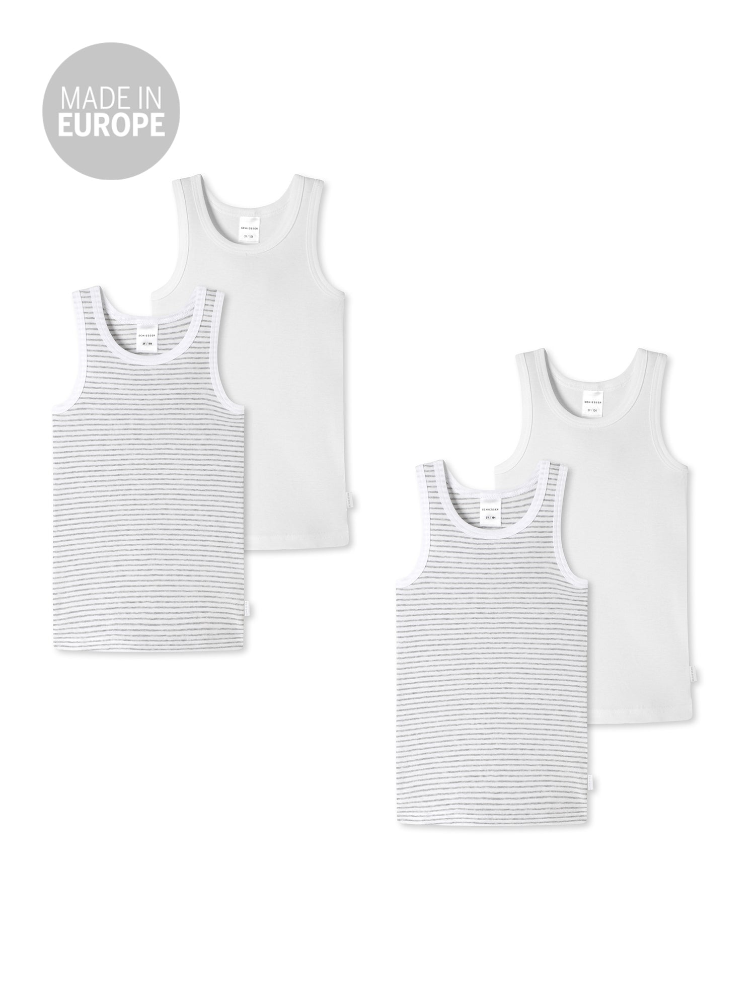 SCHIESSER Jungen Unterhemd Allday Basic 4er Pack