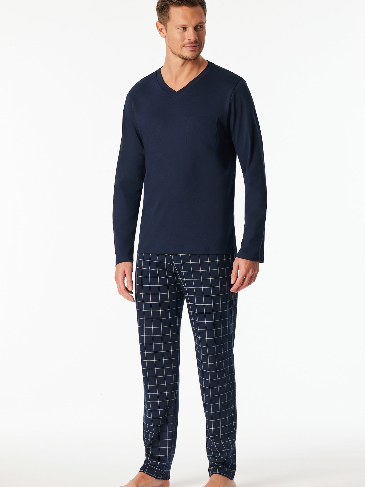 SCHIESSER Herren Pyjama Fine Interlock Lang
