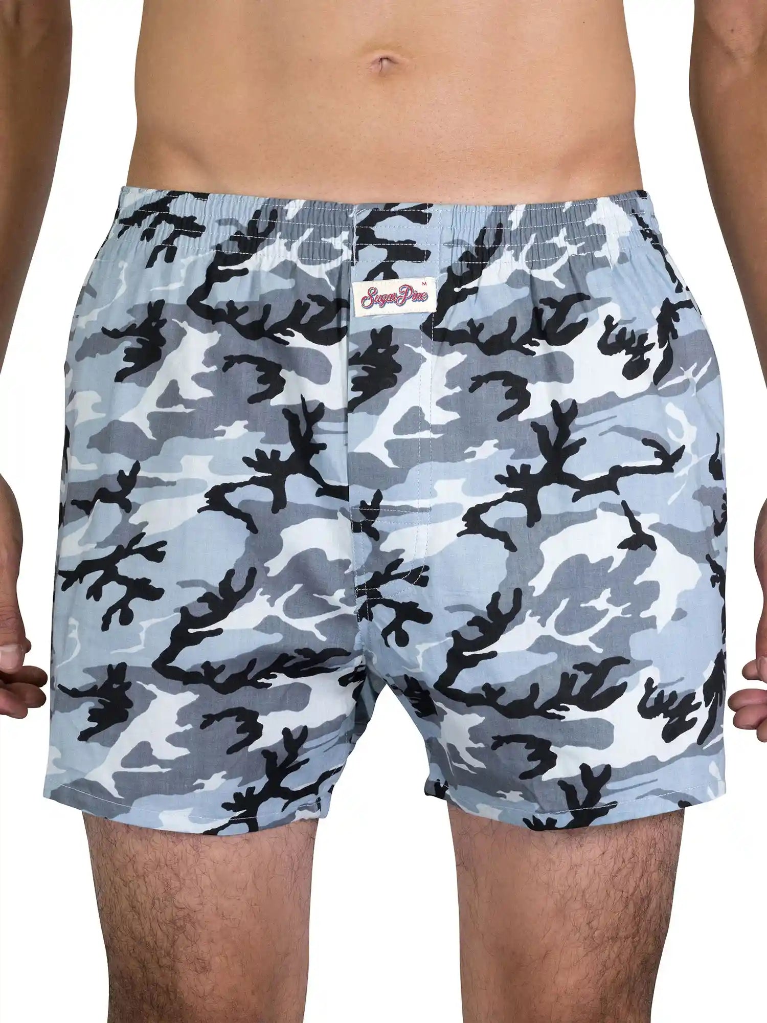 Sugar Pine herenboxershorts met sneeuwcamouflageprint