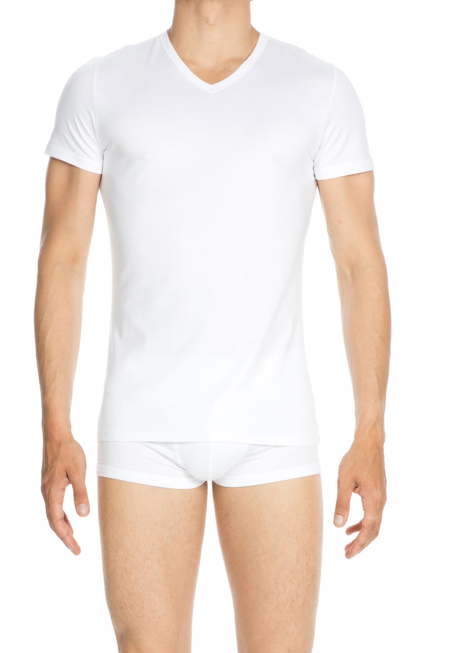 HOM Heren T-shirt met V-hals, klassiek model