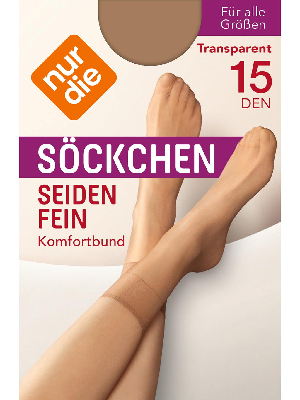 NUR DIE Damen Söckchen Seidenfein Transparent 15 DEN