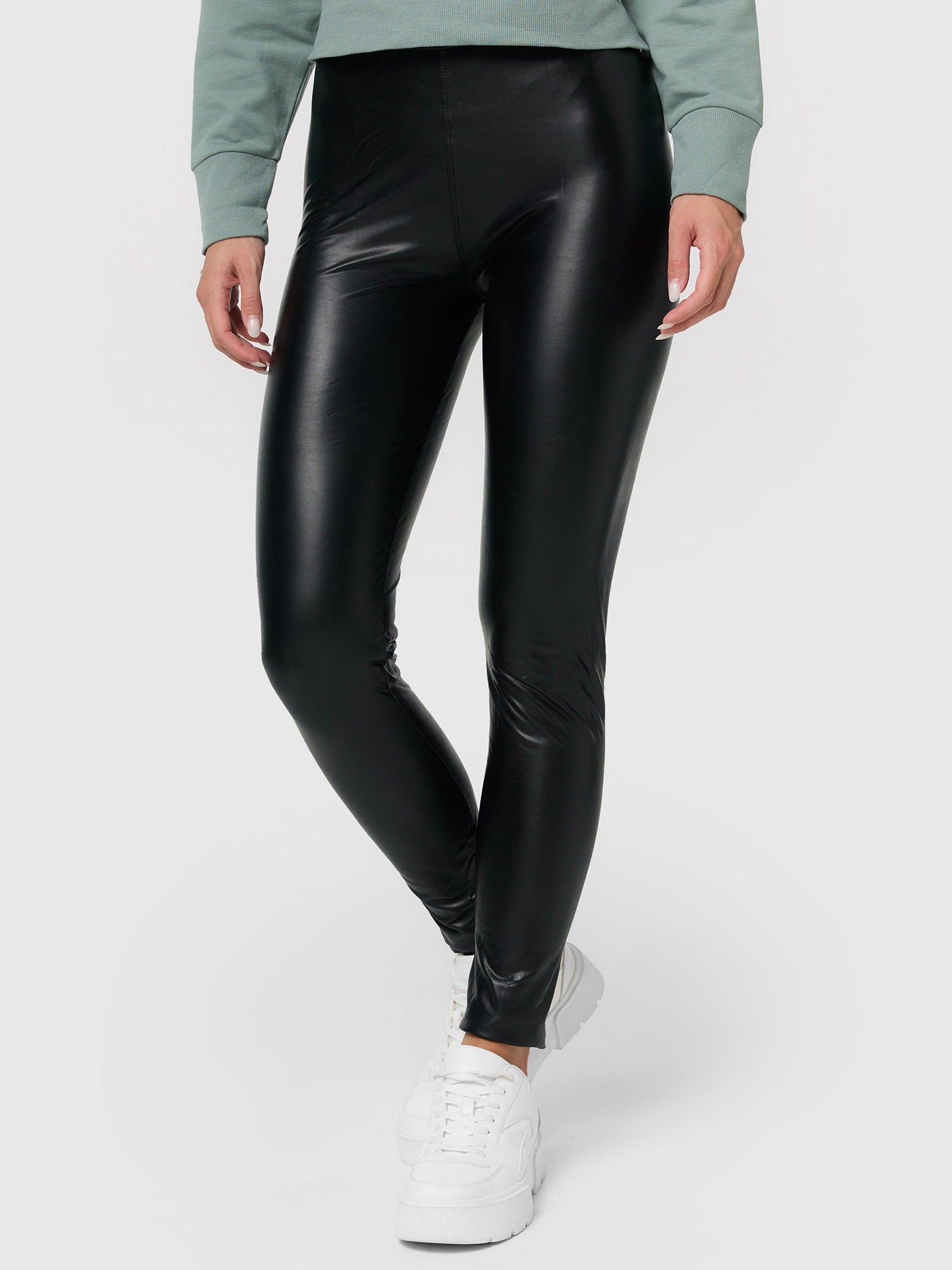 NUR DIE Damen Leggings Relax & Go Vegan in Leder-Optik