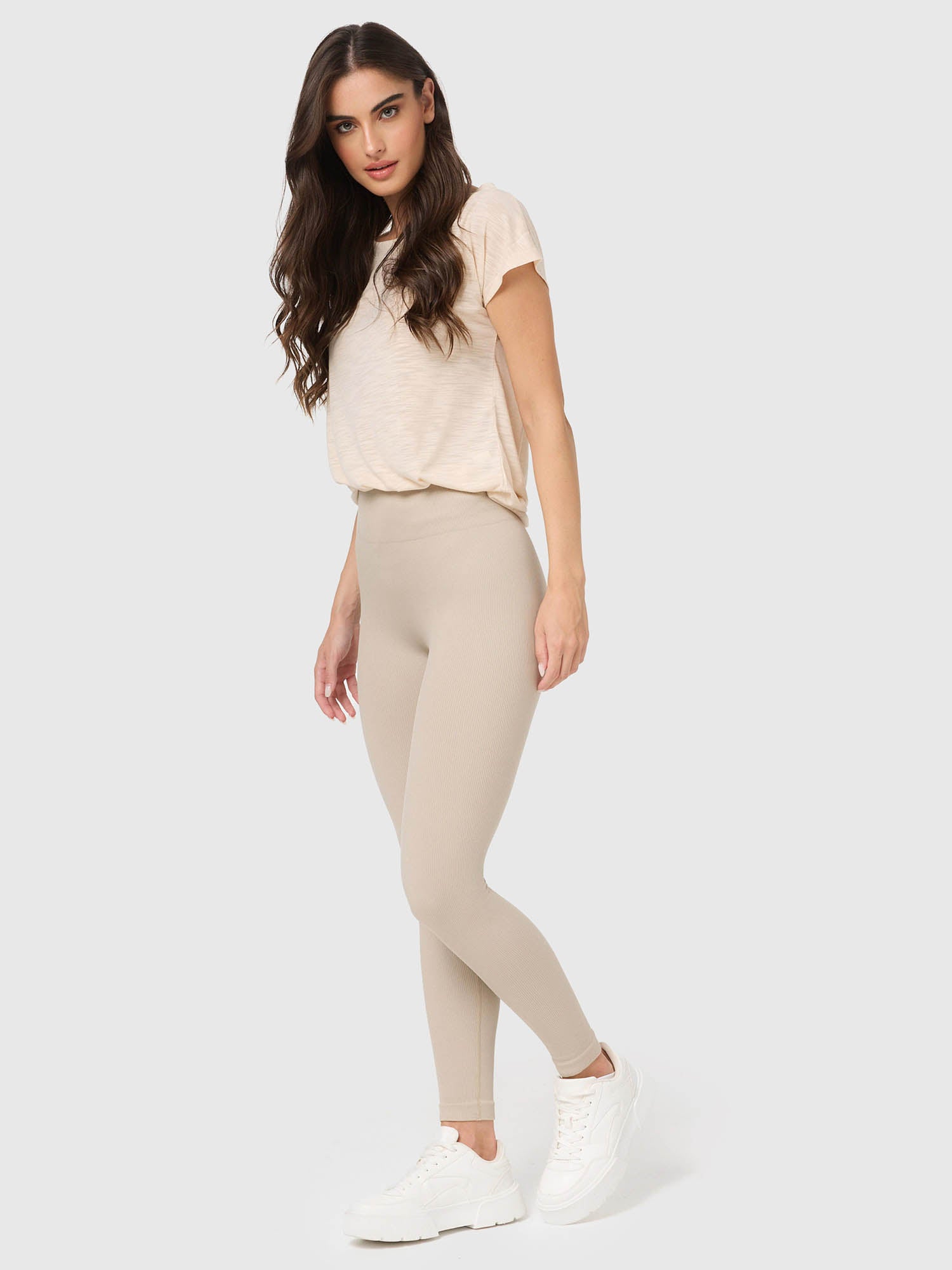 NUR DIE Damen Leggings Relax & Go in Ripp-Optik