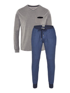 grau-navy / L