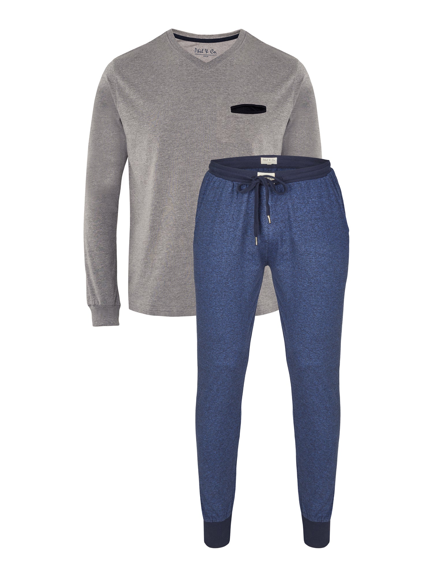 grau-navy / L