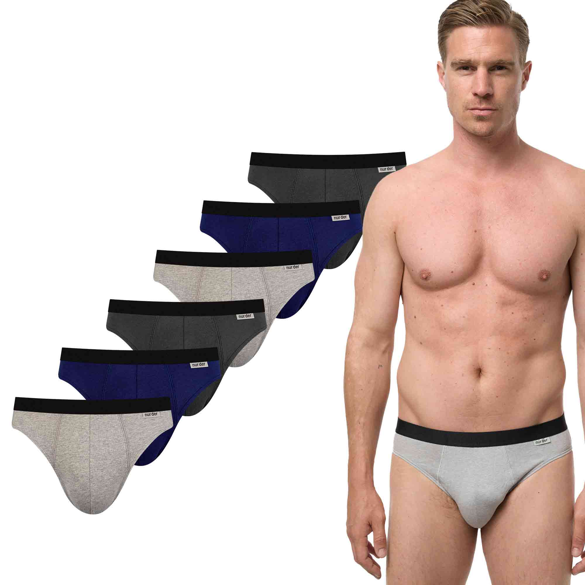 navy / grau mel. / L