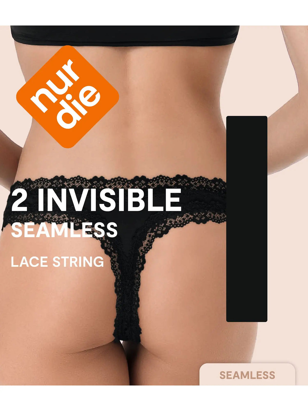 NUR DIE Damen String Invisible Seamless Lace 2-Pack