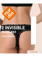 NUR DIE Damen String Invisible Seamless Lace 2-Pack