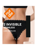 NUR DIE Damen Brasilslip Invisible Seamless Lace 2-Pack