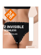 NUR DIE Damen Brasilslip Invisible Seamless Lace 2-Pack