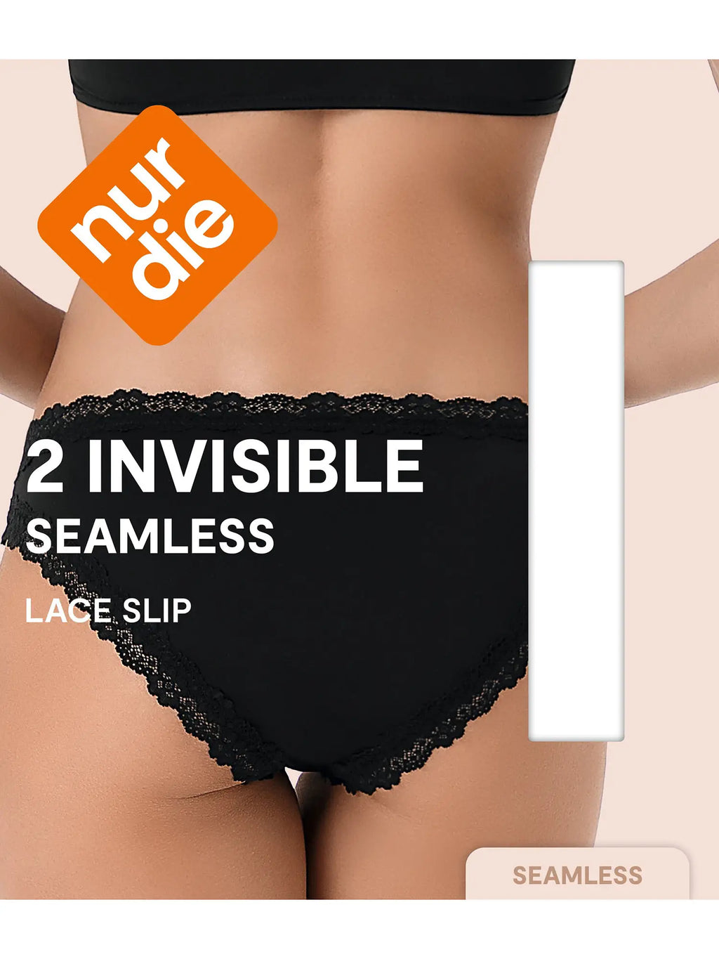 NUR DIE Damen Slip Invisible Seamless Lace 2-Pack