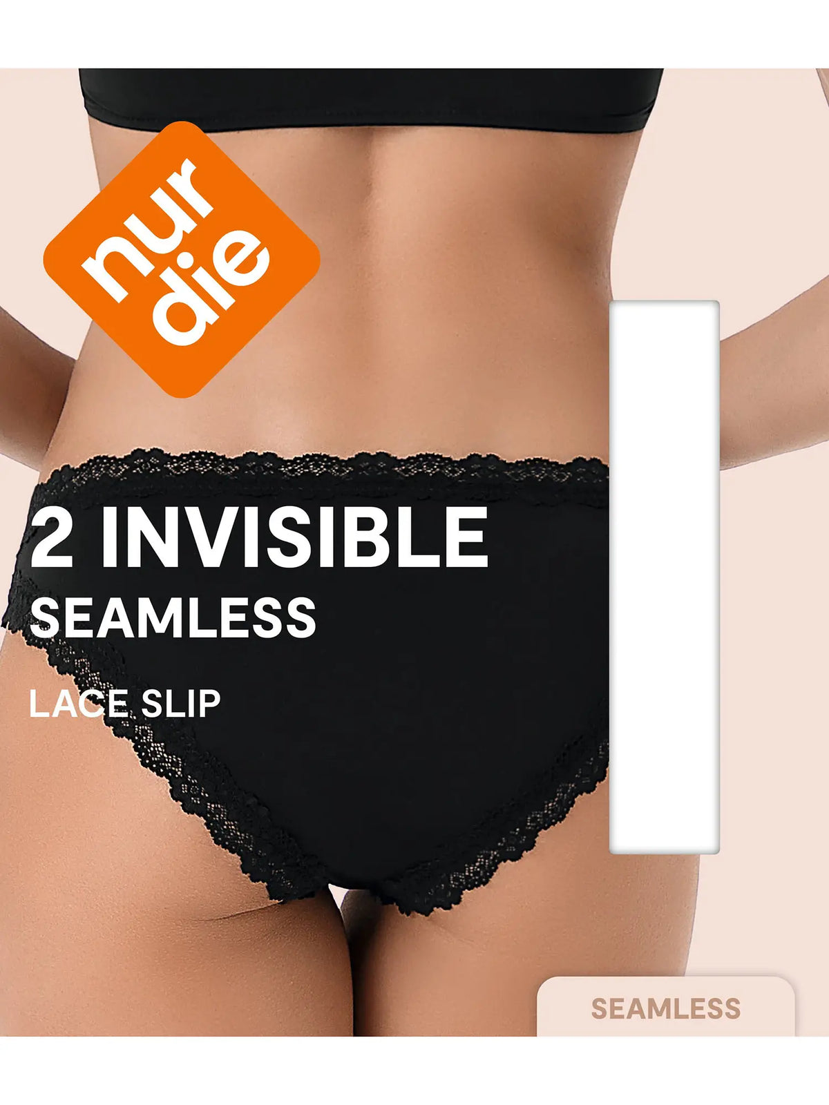 NUR DIE Damen Slip Invisible Seamless Lace 2-Pack