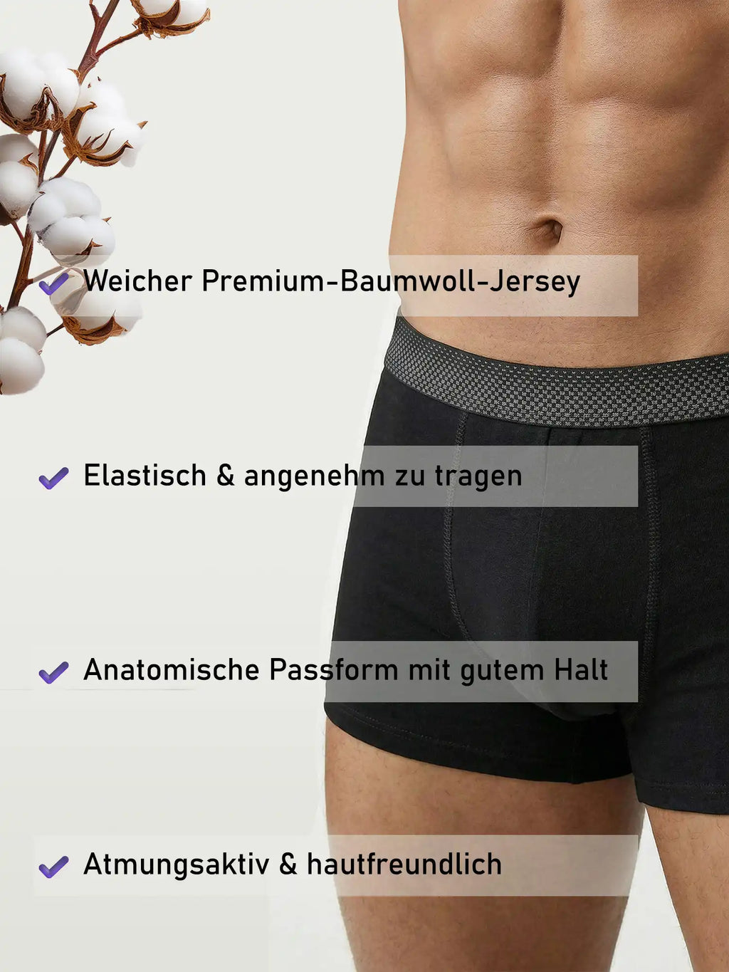 VIP Herren Trunks Premium Jersey Stretch 4er Pack