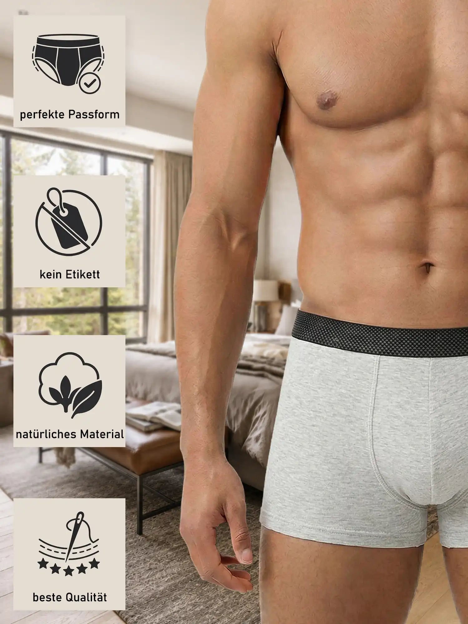 VIP Herren Trunks Premium Jersey Stretch 4er Pack