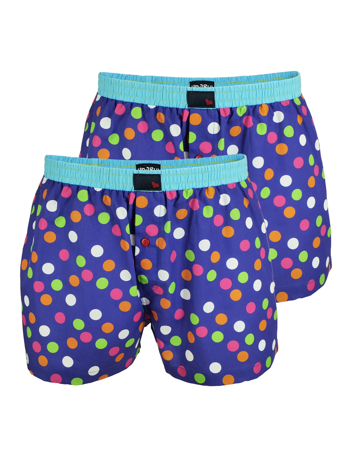 UnaBux Herren Boxershorts Carre Bleu 2er Pack