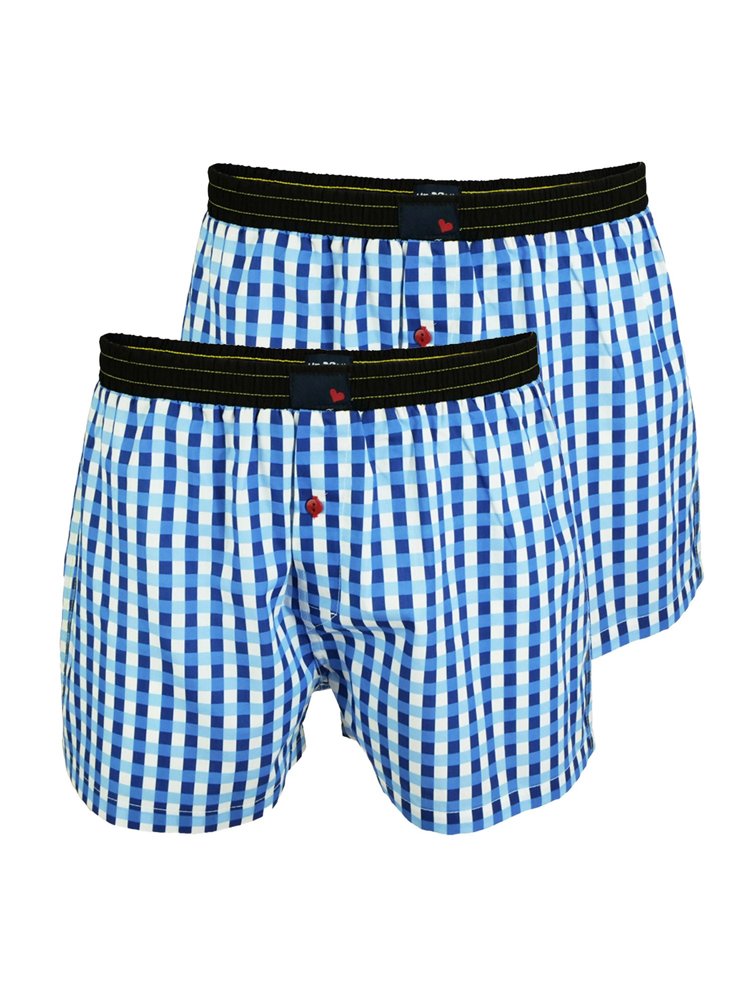 UnaBux Herren Boxershorts Carre Bleu 2er Pack