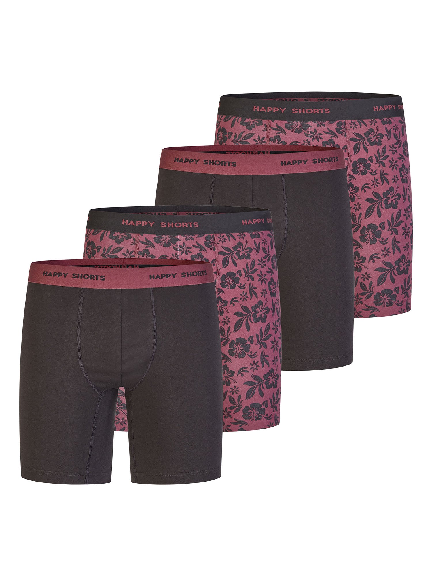 Happy Shorts Herren Boxer-Briefs Jersey Long 4er Pack
