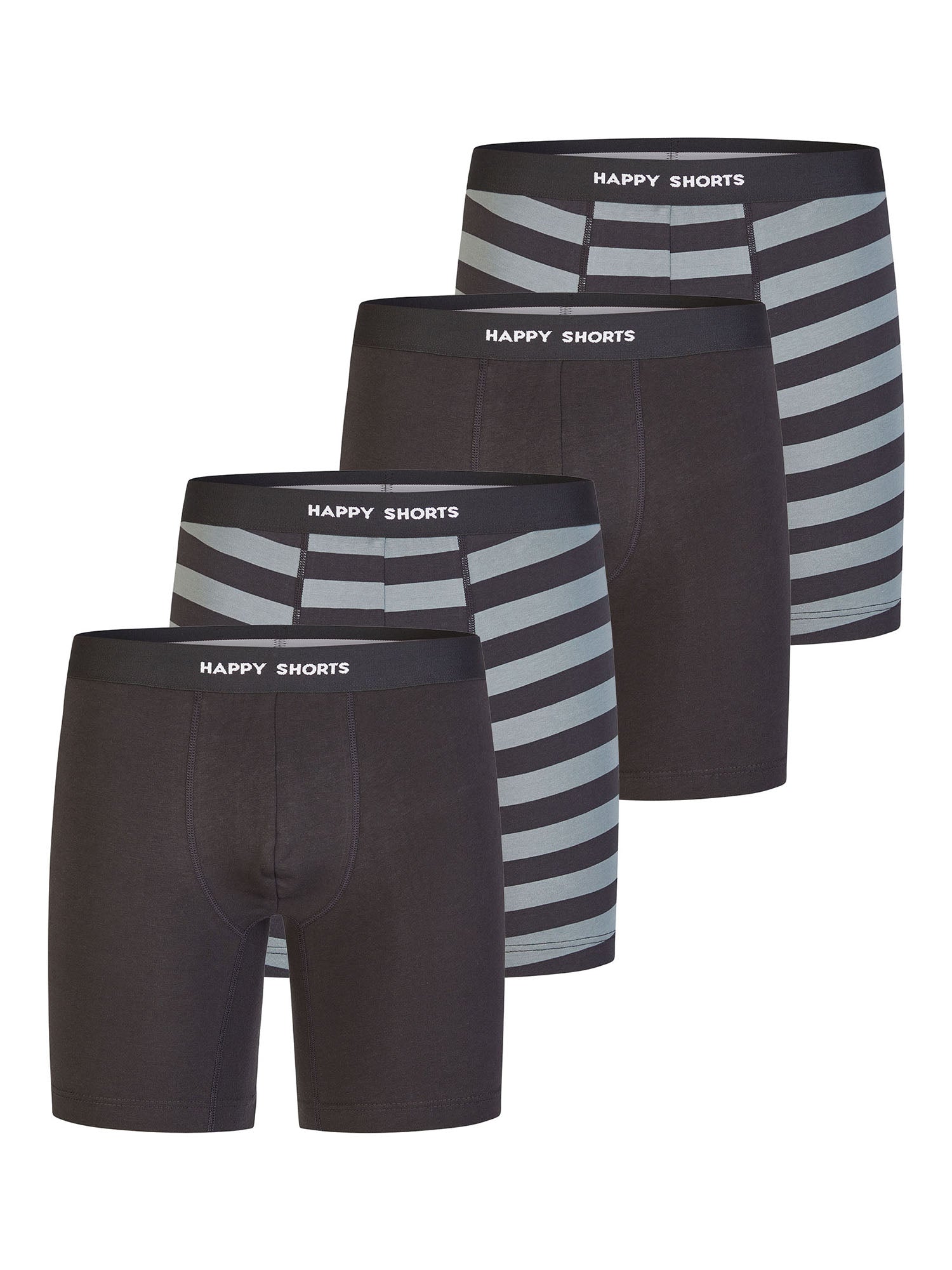 Happy Shorts Herren Boxer-Briefs Jersey Long 4er Pack