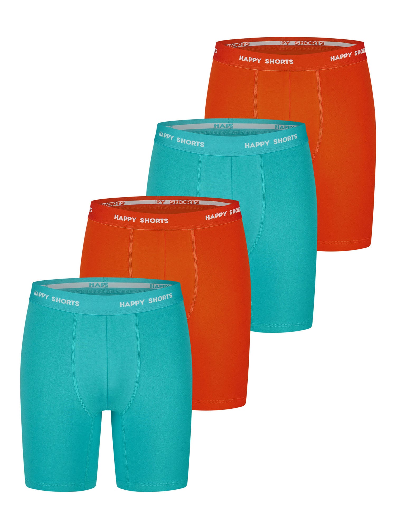 Happy Shorts Herren Boxer-Briefs Neon Long 4er Pack