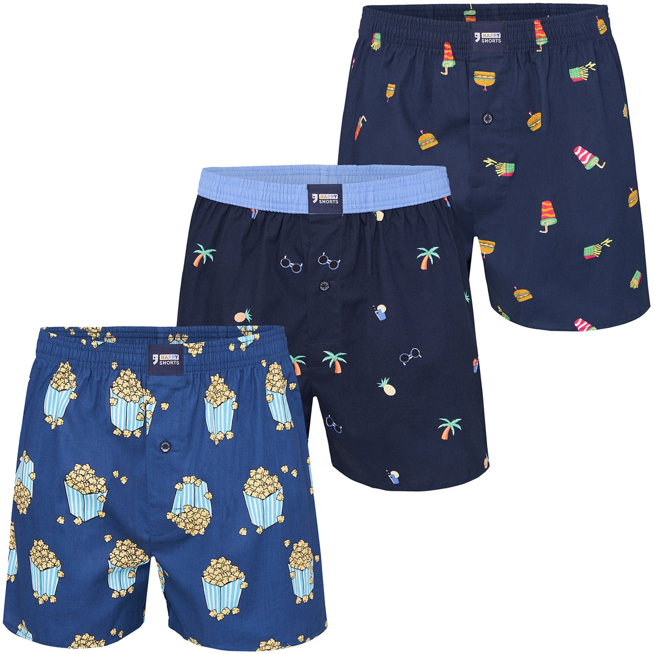 Happy Shorts Herren Boxershorts Print Set 3er Pack