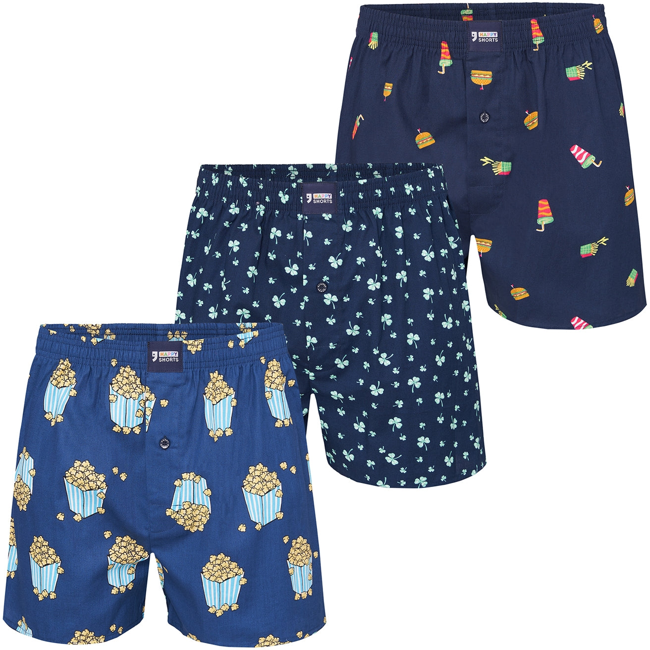 Happy Shorts Herren Boxershorts Print Set 3er Pack