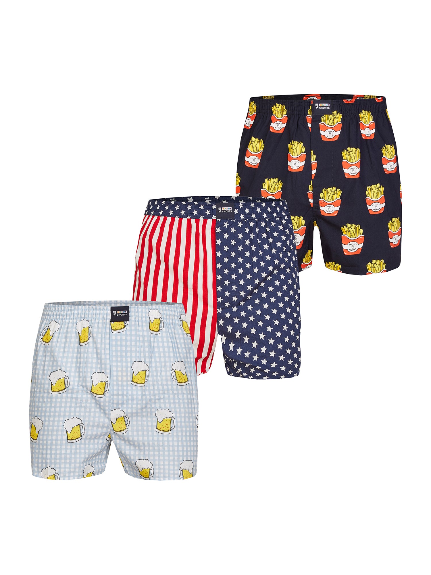 Happy Shorts Herren Boxershorts Print Set 3er Pack