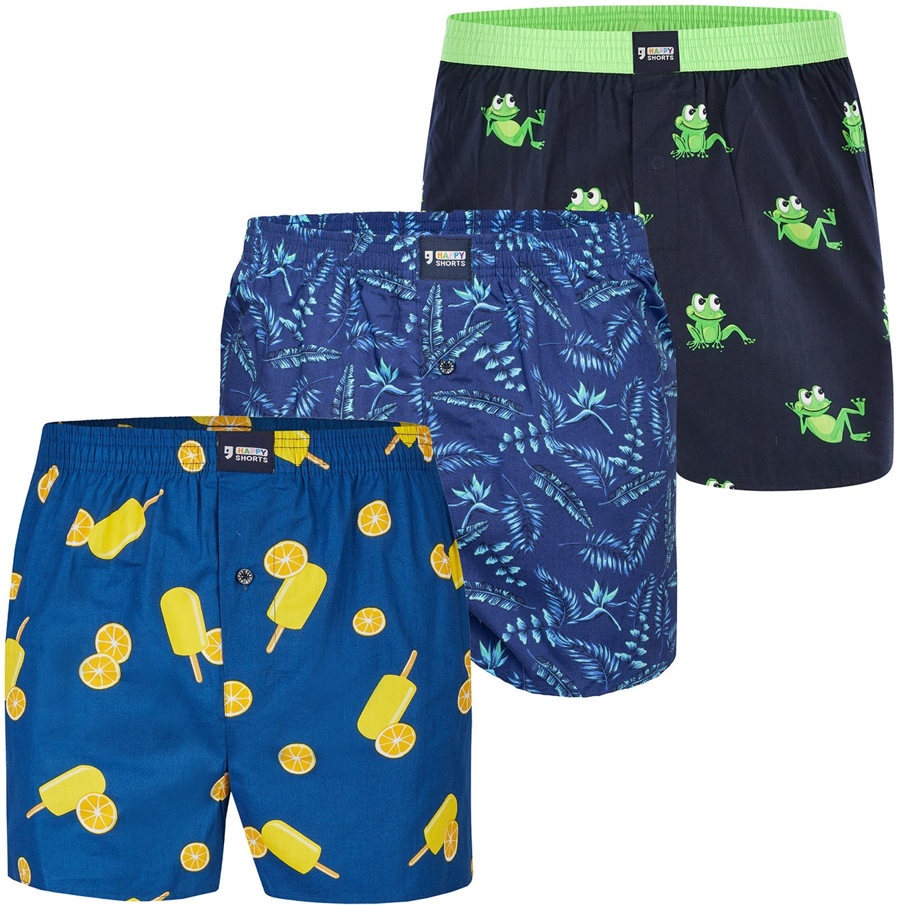 Happy Shorts Herren Boxershorts Print Set 3er Pack