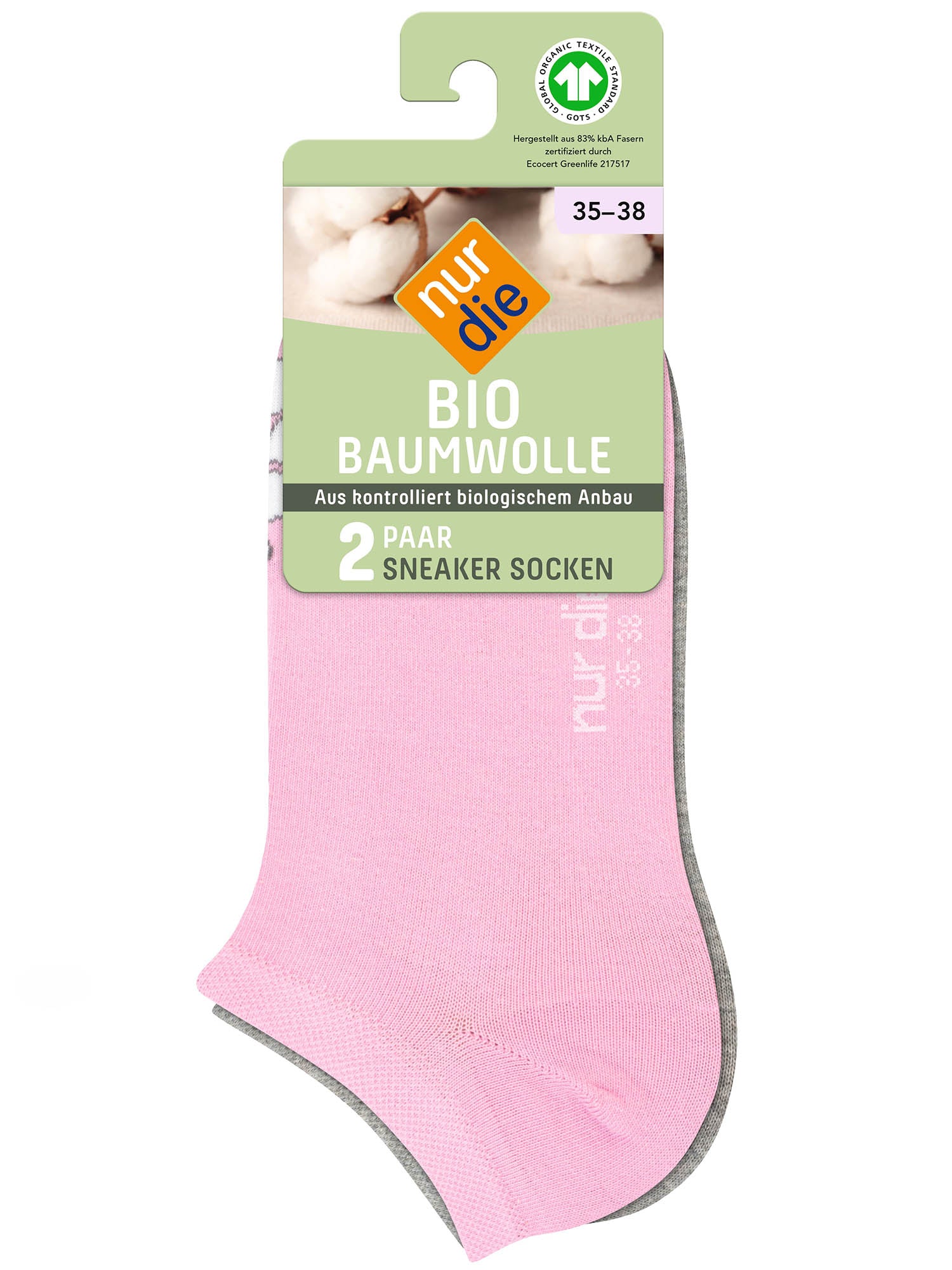 NUR DIE Damen Sneakersocken Bio Baumwolle 2er Pack