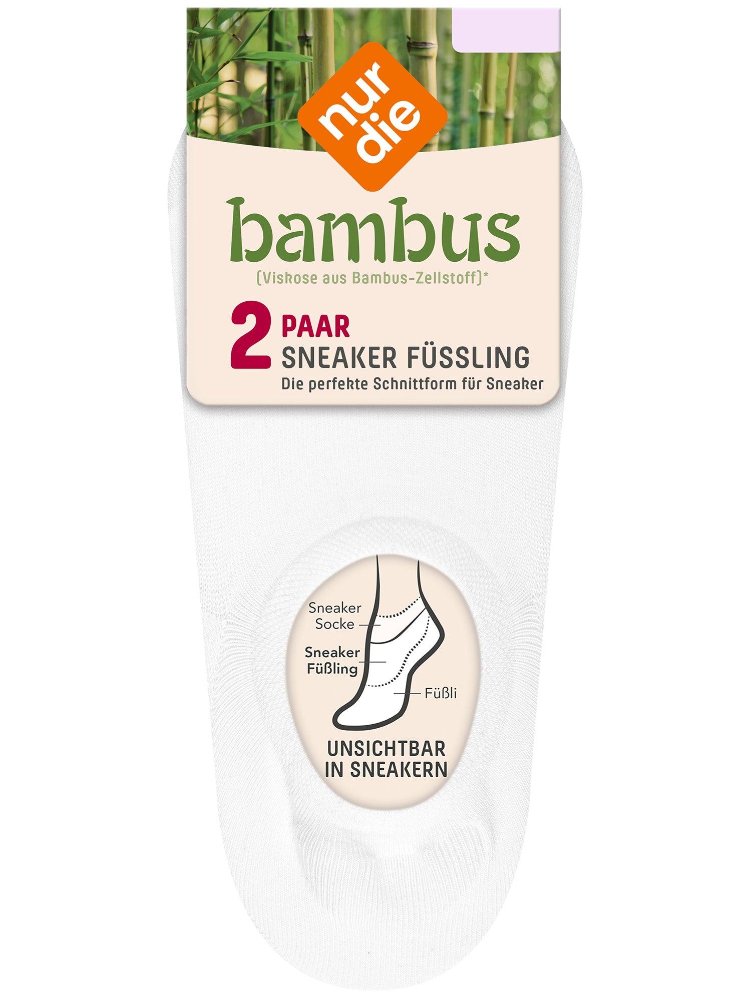 NUR DIE Damen Sneaker Füsslinge Bambus* 2er Pack