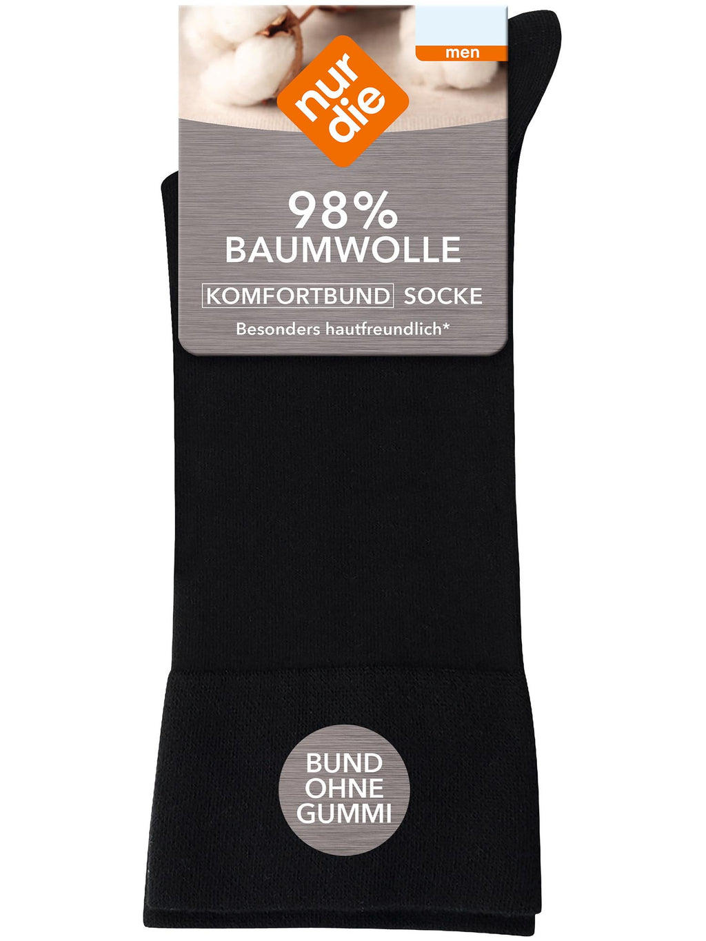 NUR DIE Herren Socken 98% Baumwolle mit Komfortbund