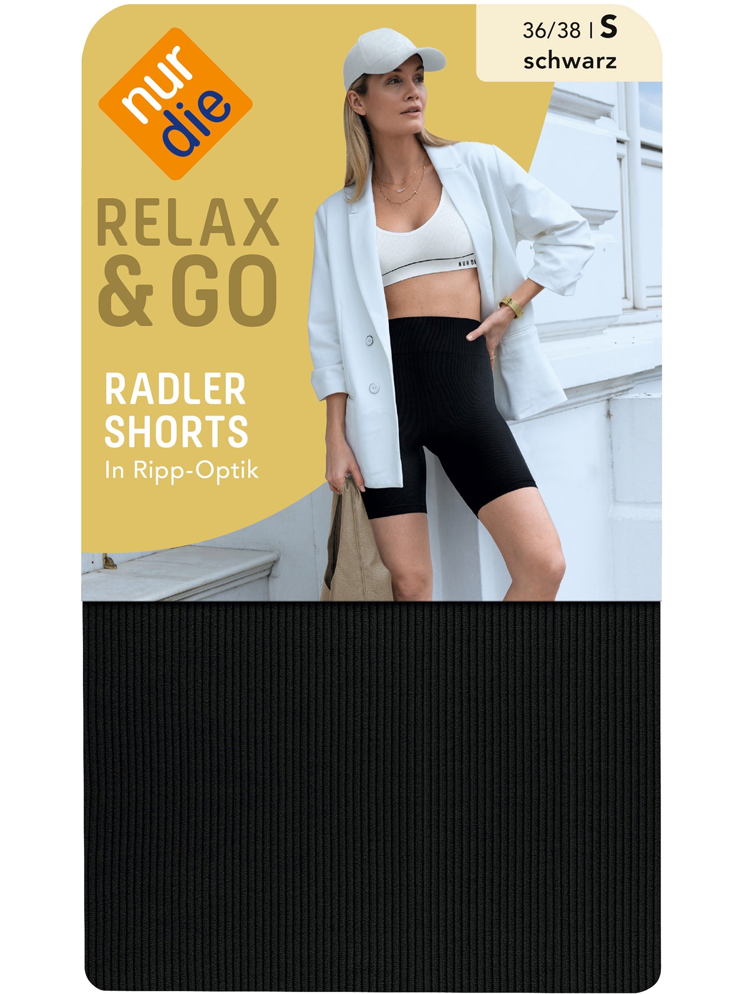 NUR DIE Damen Radler Shorts Relax & Go in Ripp-Optik