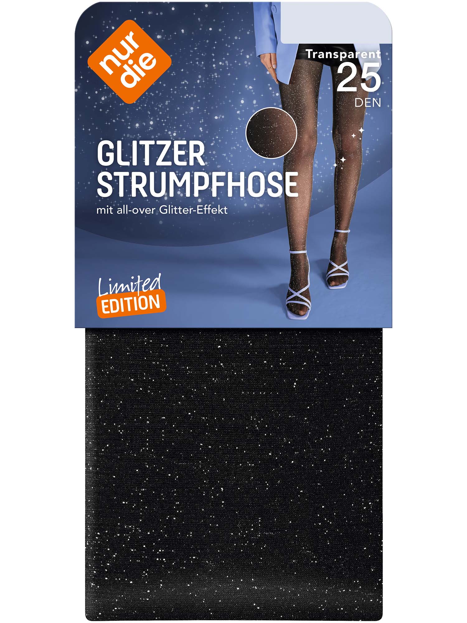 NUR DIE Damen Strumpfhose Glitzer Transparent 25 DEN