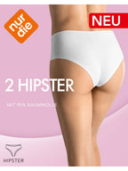 NUR DIE Damen Slip Hipster 95% Baumwolle 2er Pack