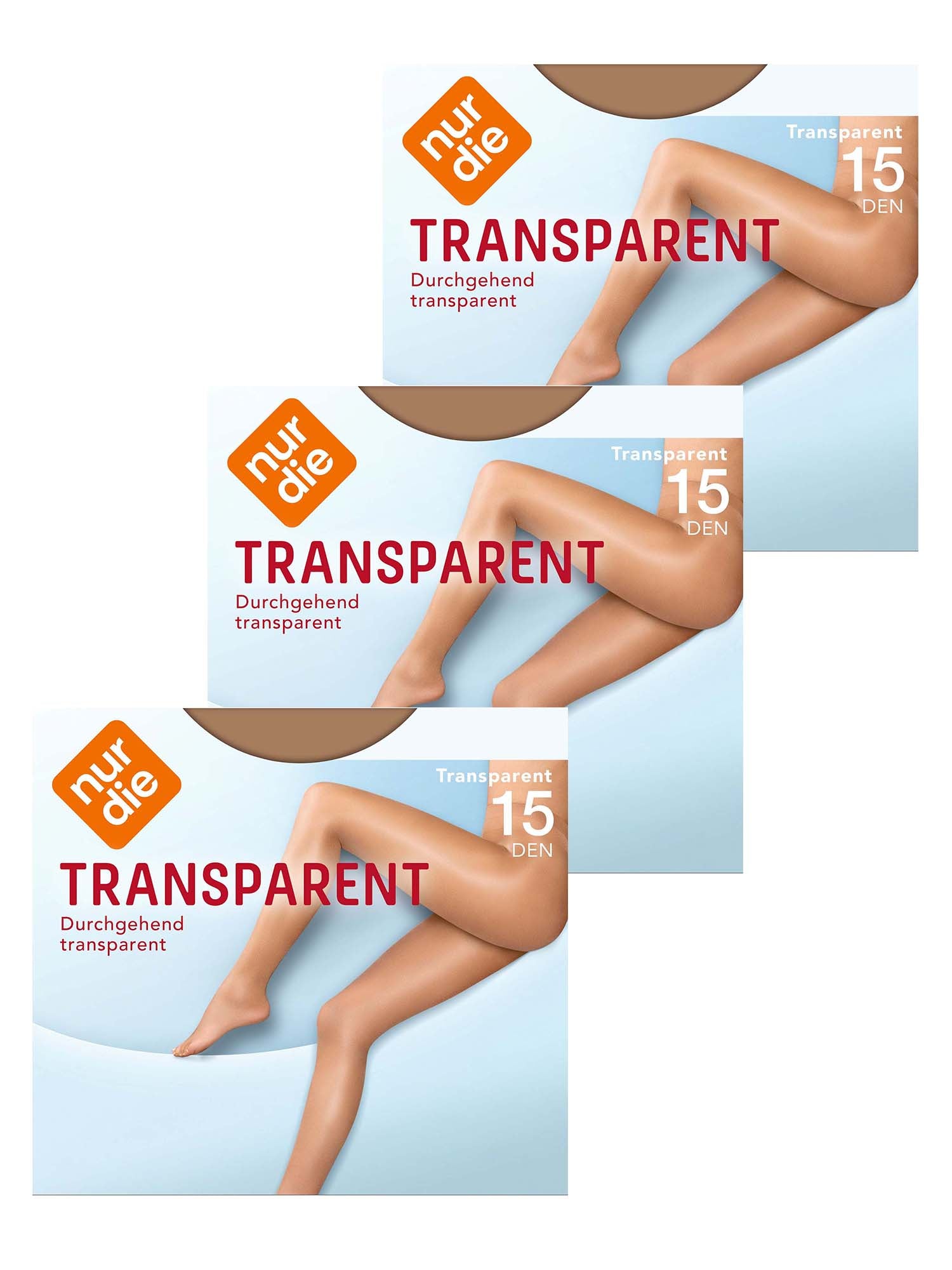NUR DIE Damen Strumpfhose Transparent 15 DEN 3er Pack