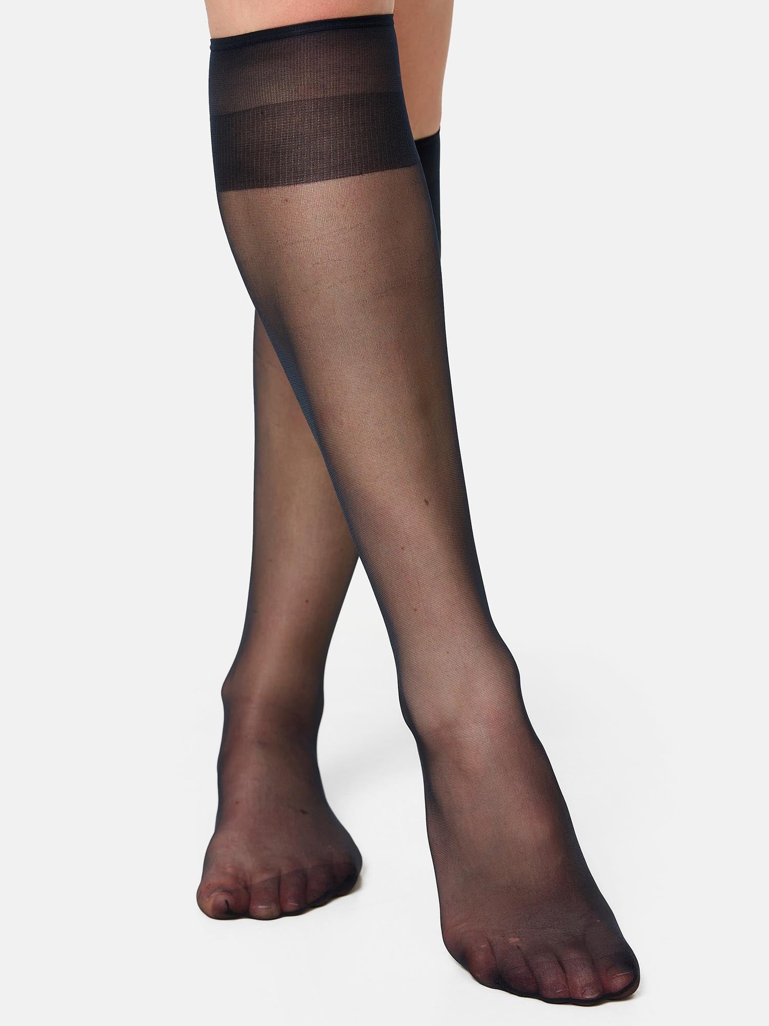 NUR DIE Damen Kniestrümpfe Seidenfein Transparent 15 DEN