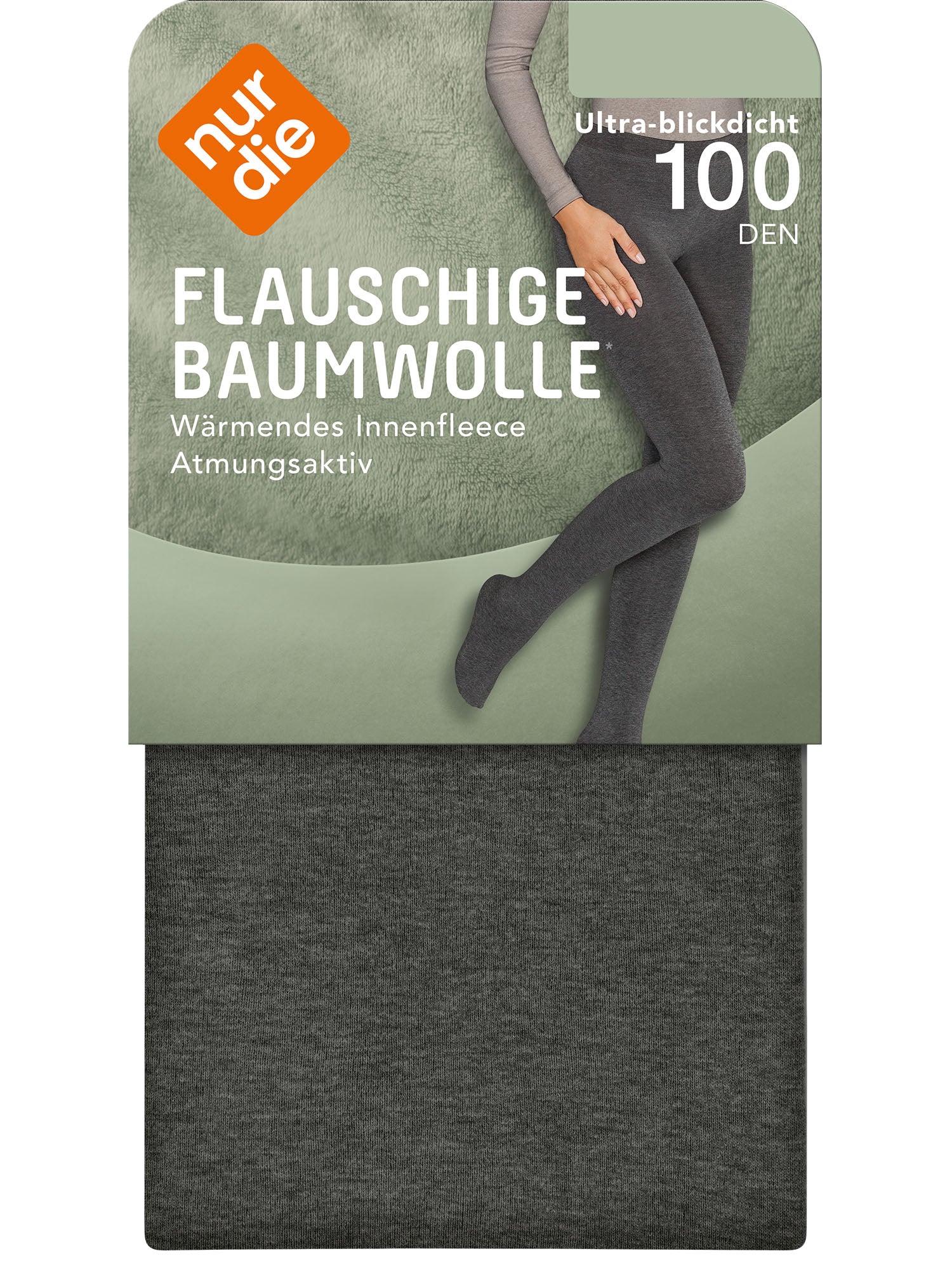 NUR DIE Damen Strumpfhose Flauschige Baumwolle Ultra-Blickdicht 100 DEN