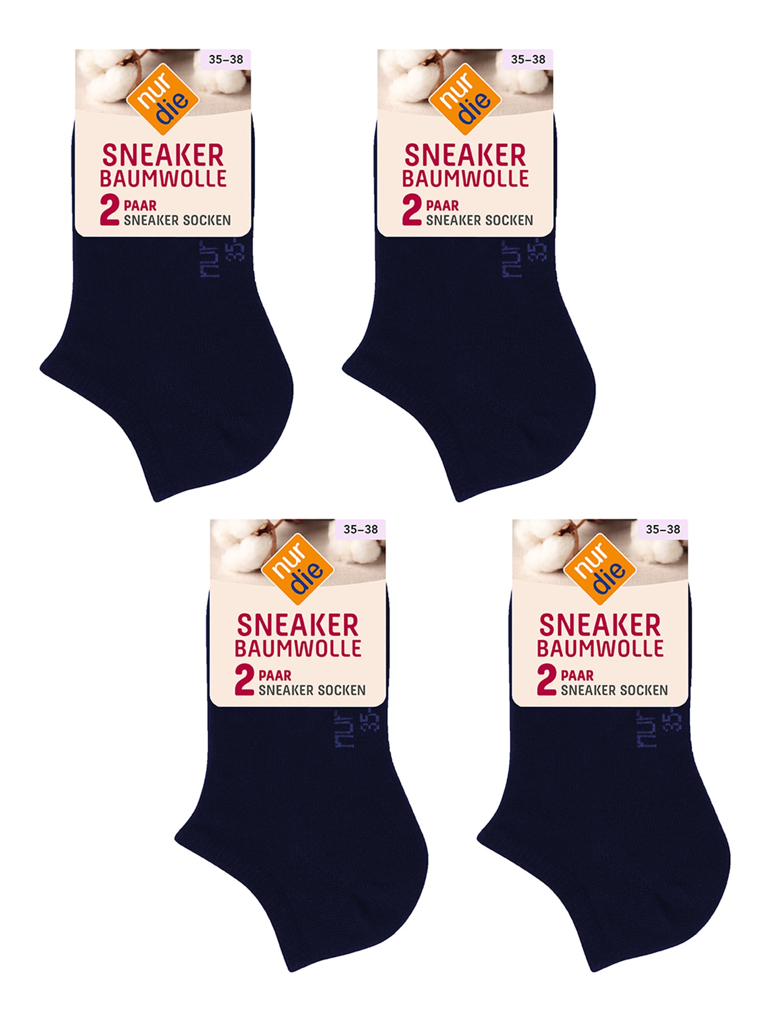 NUR DIE Damen Sneakersocken Baumwolle 8er Pack
