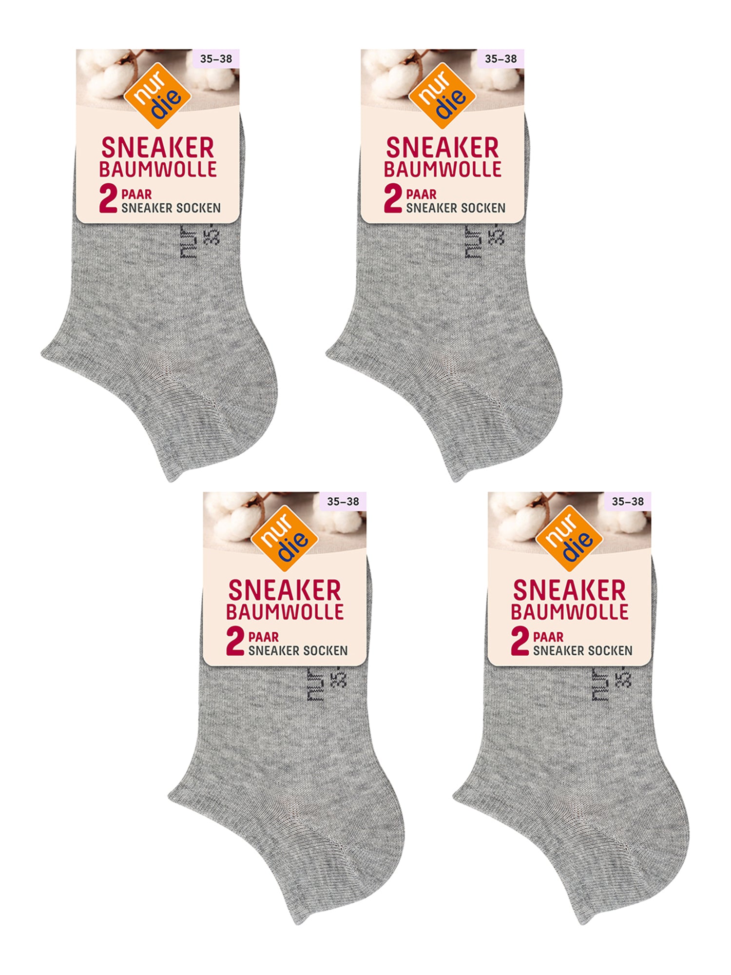 NUR DIE Damen Sneakersocken Baumwolle 8er Pack