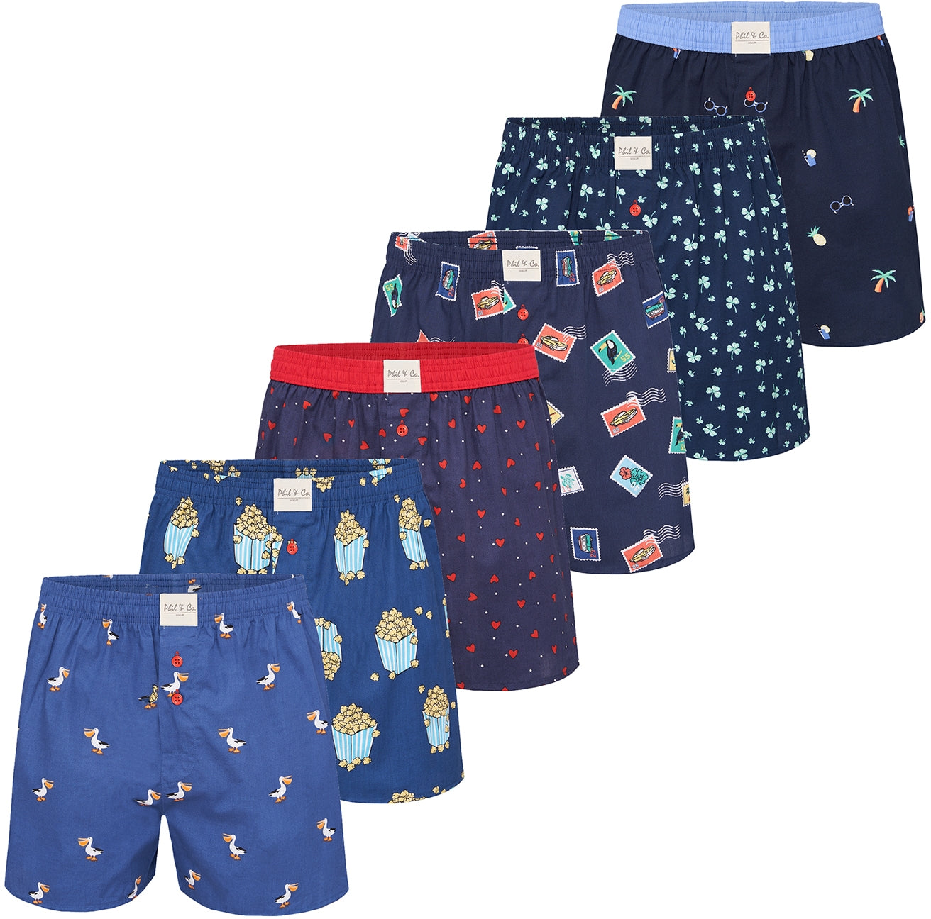Phil & Co. Berlin Herren Boxershorts Prints 6er Pack
