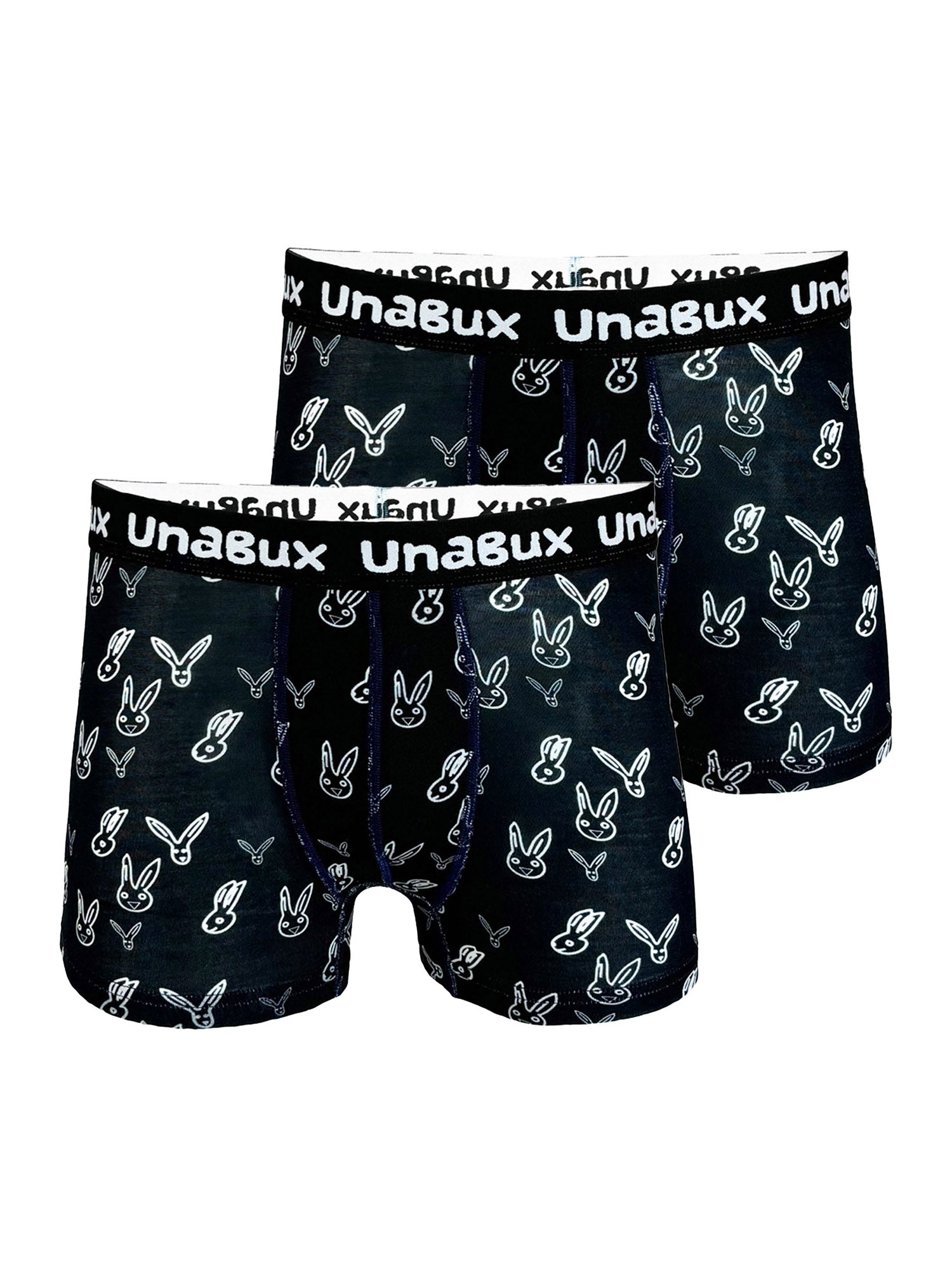 UnaBux Herren Boxer-Briefs Black White Rabbit 2er Pack
