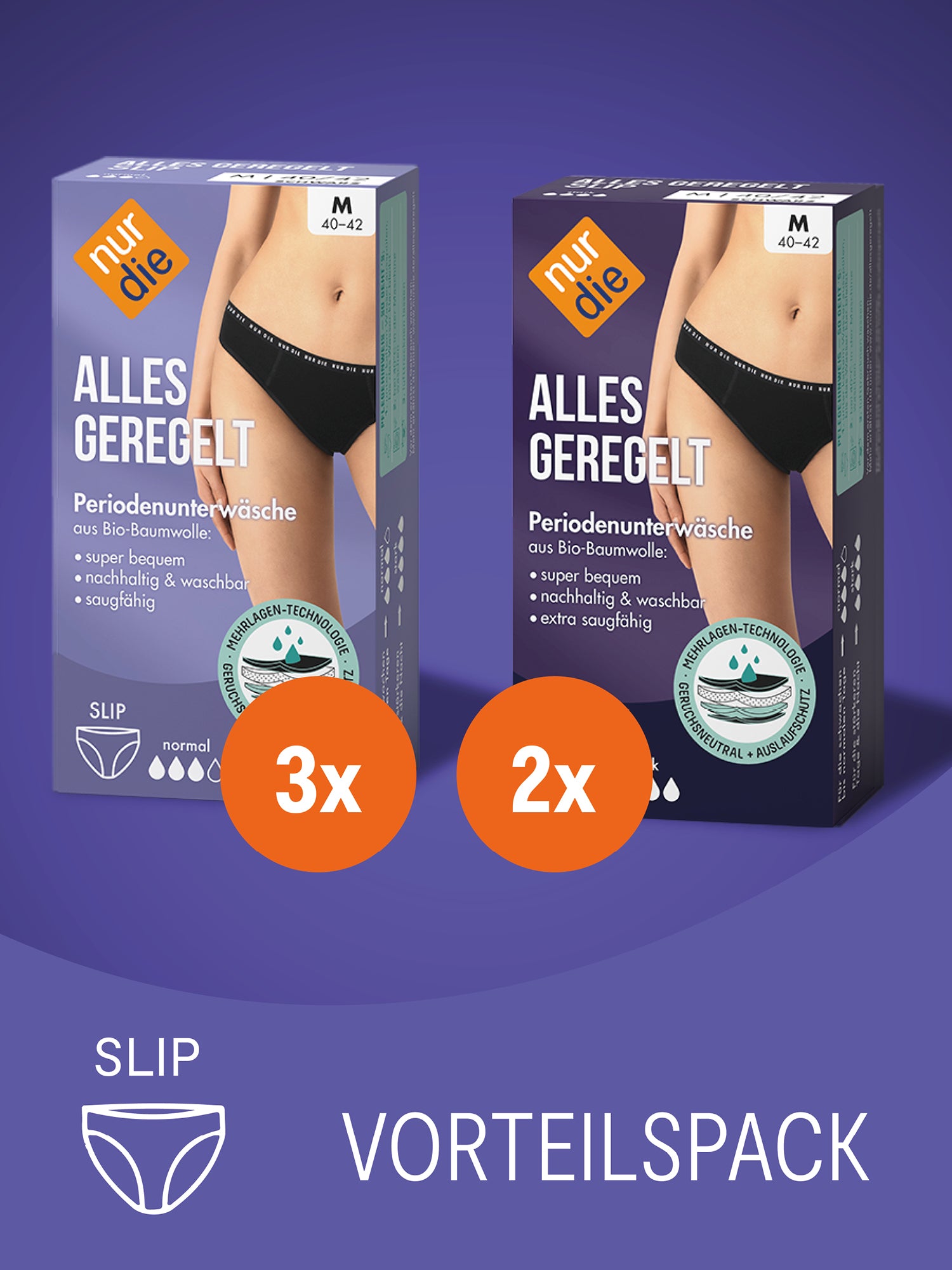 NUR DIE Damen Periodenunterwäsche Slip Alles geregelt 5er Pack