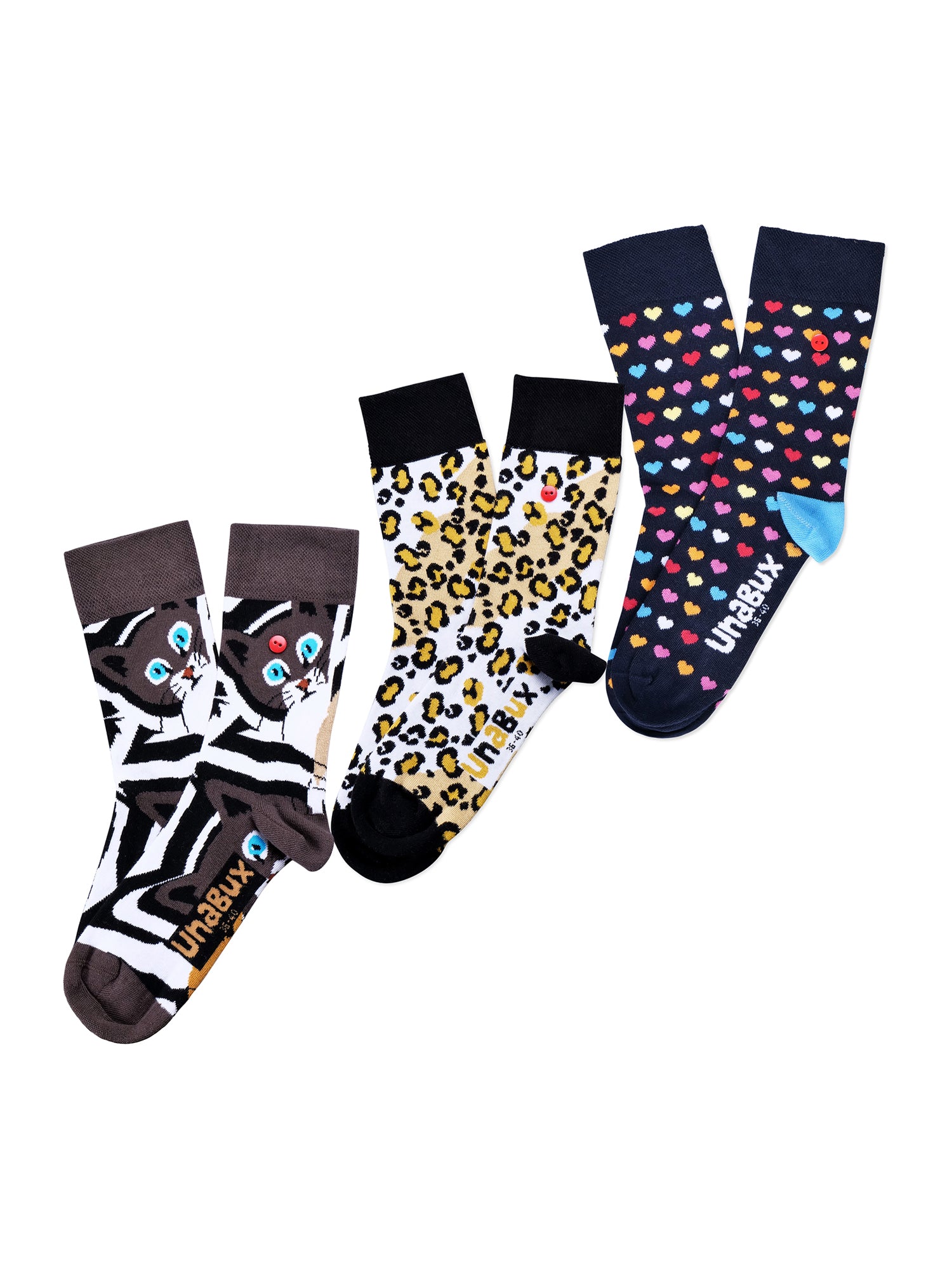 UnaBux Unisex Socken Paralising Cat - Ghepardo - My Love 3er Pack